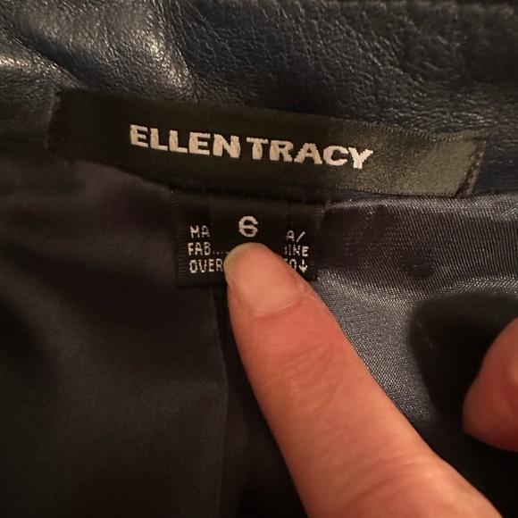 Ellen Tracy Navy Blue Leather Jacket - Picture 7 of 7